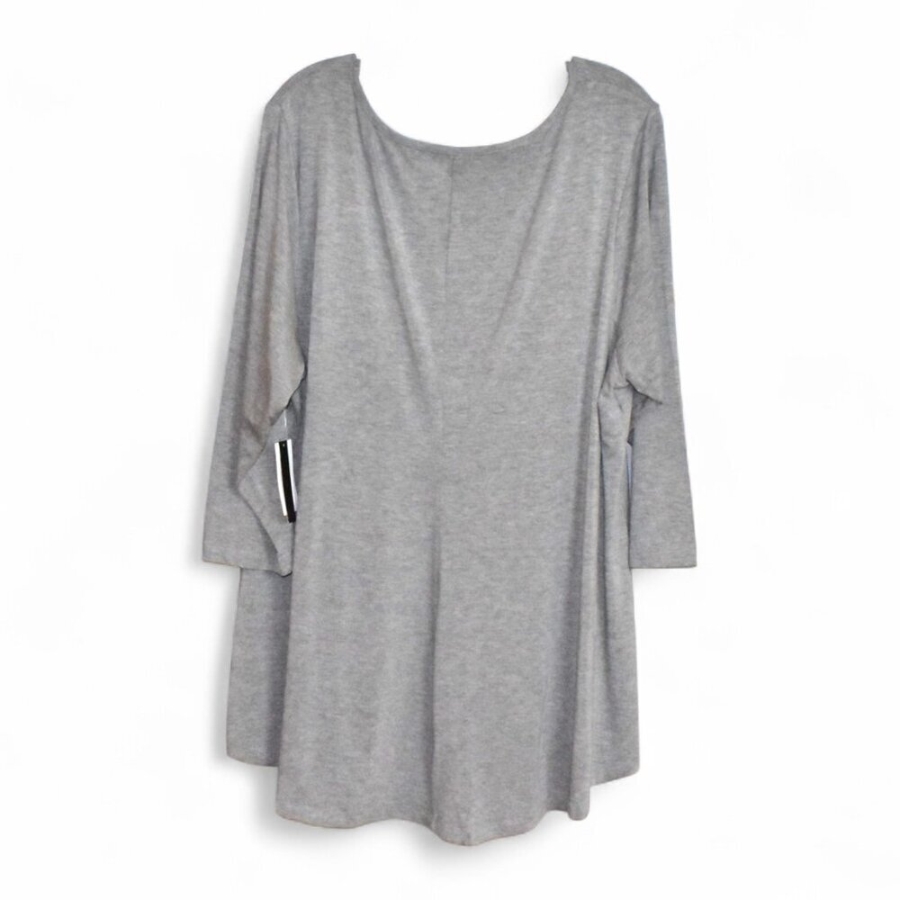 Grace Pullover High Low 3/4 Sleeve Top Gray Size 3X - Picture 2 of 9